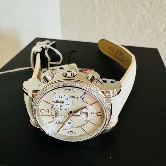 Tissot Women's Dressport Diamond Synthetic Leather Watch, 35mm, White Pearl, NWT - Picture 12 of 16